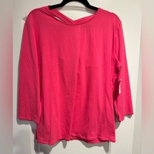 New York & Co 3/4 sleeve top with open back detail